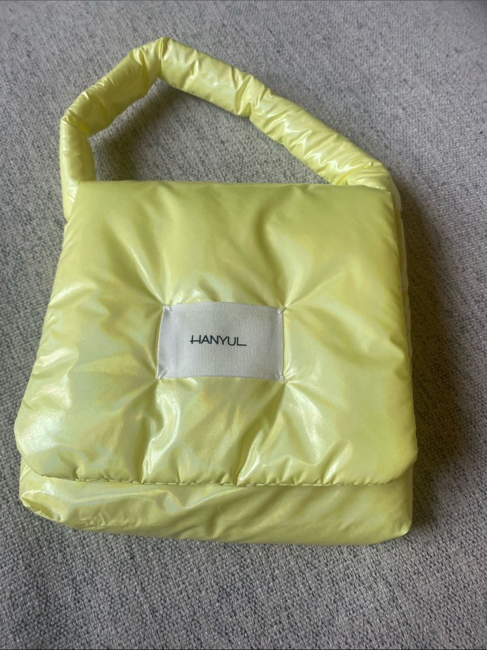 Lemon Yellow Quilted Puffer Shoulder Bag